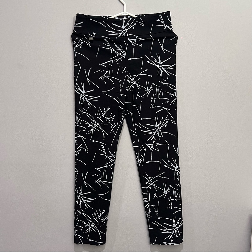 Joseph Ribkoff Black Leggings with White Abstract Print